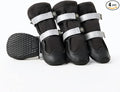Spark Paws Dog Rainboots, Waterproof Dog Shoes for Medium to Large Dogs, Non Slip, Dog Booties and Paw Protectors - 4PCS Doggie Hiking Boots with Reflective Straps - Black - Size 4