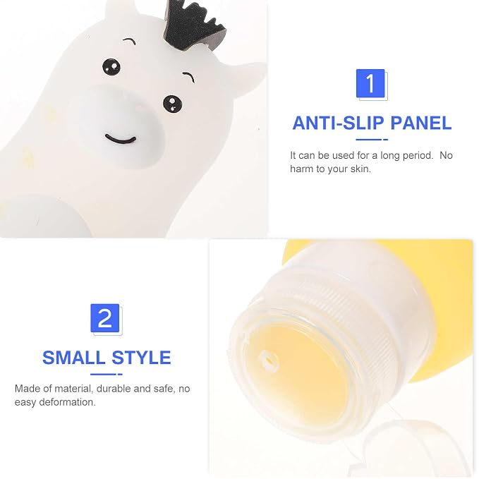 PRETYZOOM Travel Toiletry Bottles Set of 3 Refillable Portable Lotion Shampoo Dispenser Bottles with Cartoon Rabbit Shiba Inu Bear Design Lightweight Squeeze Bottles for Travel 5.31X2.08X1.77In