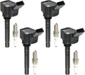 4PCS UF765 Ignition Coils + 4PCS 95125 Iridium Spark Plugs Ignition Coils Pack Fits for 2013-2019 Beetle, 2015-2020 GTI, 2014-2020 Passat, 2015-2019 A3 2.0L 3.0L, Aftermarket Parts