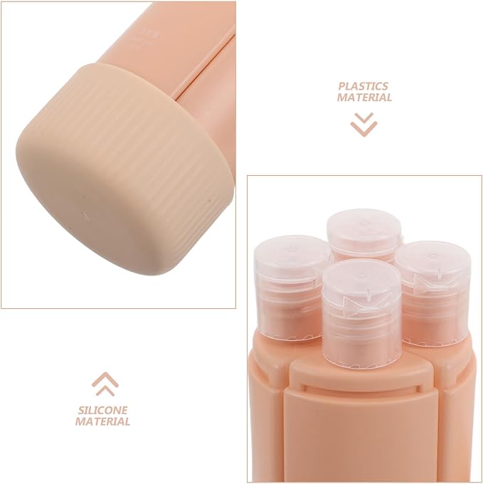 2pcs Portable Silicone Travel Bottles, 4-in-1 Leak-Proof Squeeze Containers Set, Mini Liquid Toiletry Bottles for Travel, Camping, Gym, Daily Use 60ml