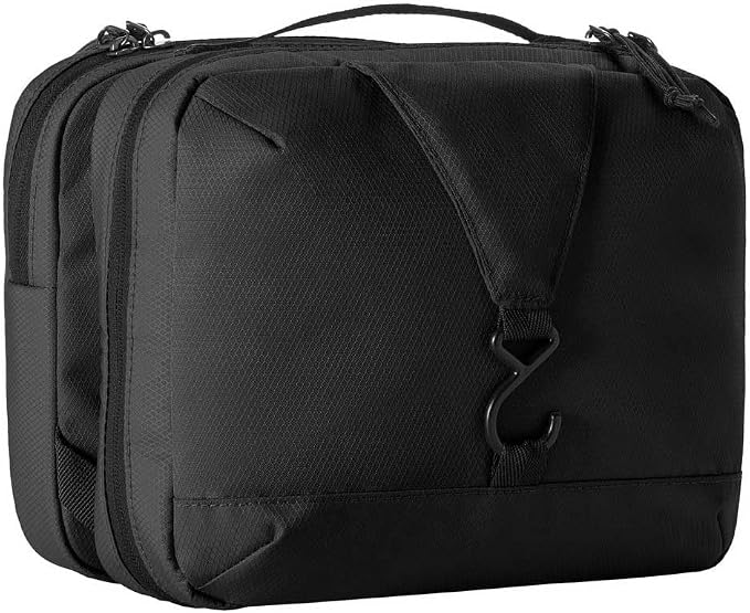 Eagle Creek Pack-It Trifold Toiletry Kit - Dopp Kit Toiletry Organizer with Padded Interior, Durable Hanging Hook & Large Compartments - Water Resistant & Washable - Black