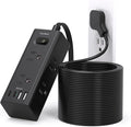 25Ft Extension Cord with Multiple Outlets, Flat Plug Power Strip Surge Protector with 20 Ft Long Cord, 6 Outlet 4 USB Ports (2 USB C), Multi Outlet Wall Plug for College, Dorm Room Essentials(Black)