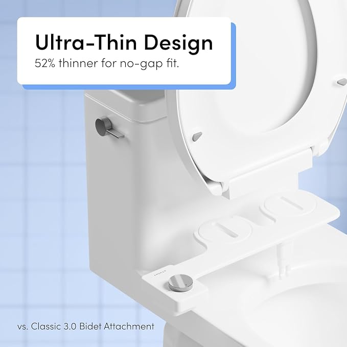 TUSHY NEW Fresh Dual Nozzle Cool Water Bidet: Ultra Slim Toilet Seat Attachment Sprayer with Luxury 2 in 1 Front & Rear, Self-Cleaning, 180º Clean, (DIY Install, 10 Minutes), Non-Electric, Chrome Knob