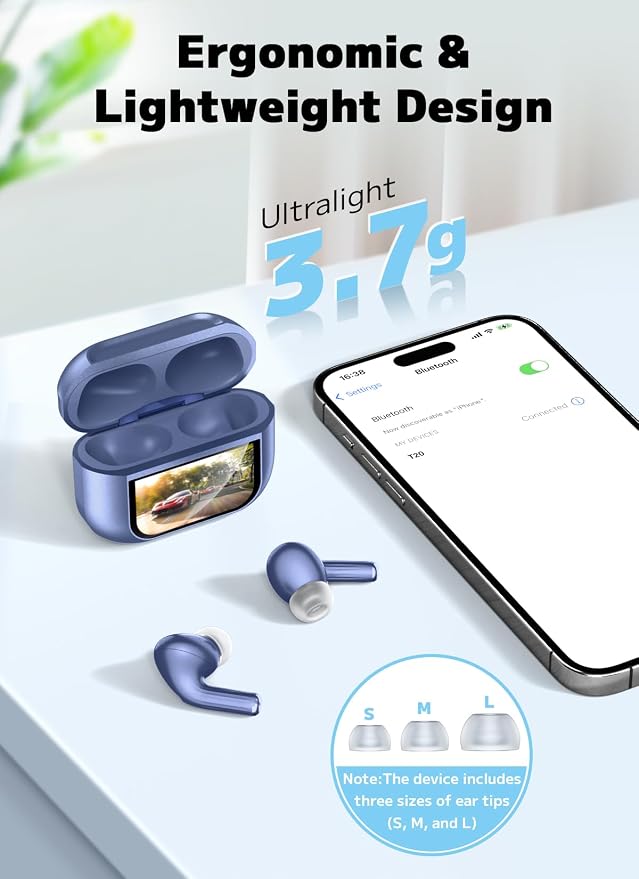 Bucephalus Wireless Earbuds, Ear Buds Active Noise Cancelling with Smart Charging Case, Bluetooth 5.4 Headphones, 48H Playtime & Bass Stereo Sound, Compatible with iPhone, Android, Pad - Navy Blue
