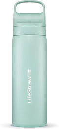 LifeStraw Go Series — Insulated Stainless Steel Water Filter Bottle, 18oz, Seafoam, Removes Bacteria, Parasites, Microplastics, Improves Taste