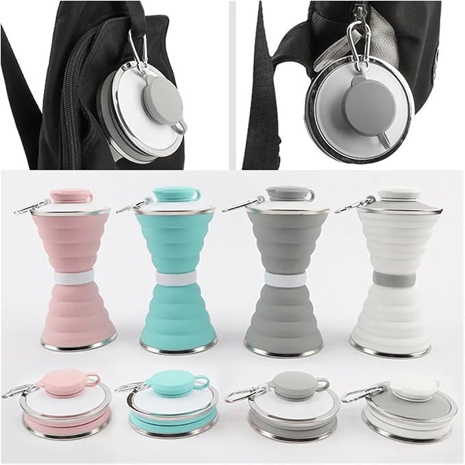 2pcs 500mL Portable Silicone Sports Foldable Water Bottle Soft Kettle Folding Cup(White)