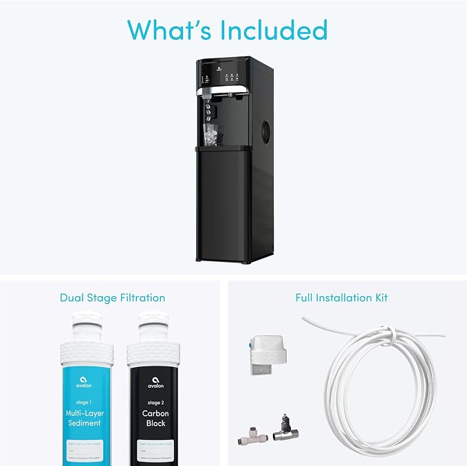 Avalon Bottleless Water Cooler Water Dispenser with Bullet Ice, 22 LBS Per Day, 3 Temperature Settings, Dual NSF Filtration, Electronic Display, Indicator Lights, ETL Listed