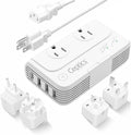 Ceptics 200W Voltage Converter – 220V to 110V Converter for Curling Iron & Straightener, Step Down Converter with USB-C PD 18W, Type C E/F G I Plugs
