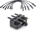 ENA Set of 1 Square UF305 Ignition Coil Pack with 7mm 27703 Spark Plug Wire Set Compatible with Dodge Caravan Chrysler Town & Country VW Volkswagen Routan 2001 2002 2003 3.8L V6 Replacement for UF633