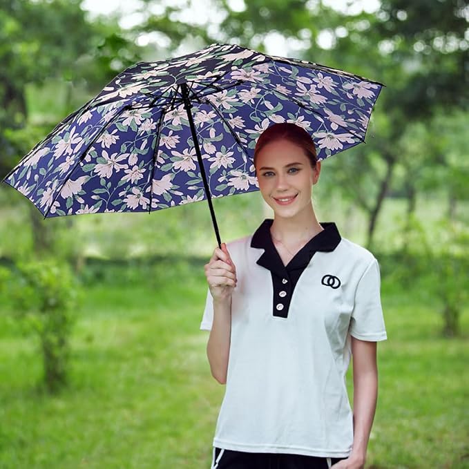 LANBRELLA Compact Reverse Folding Umbrella Auto Windproof Travel Umbrella