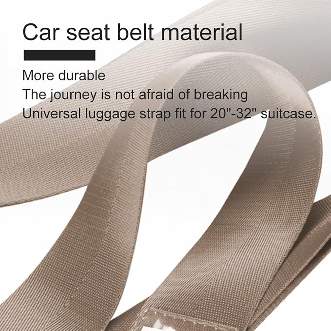 Veki Cross Luggage Straps Set TSA Approved with Lock Adjustable Travel Suitcase Belts Suitcase Tags with Name ID Card Packing Straps for Suitcases Strap Travel Accessories (Khaki*2pcs)