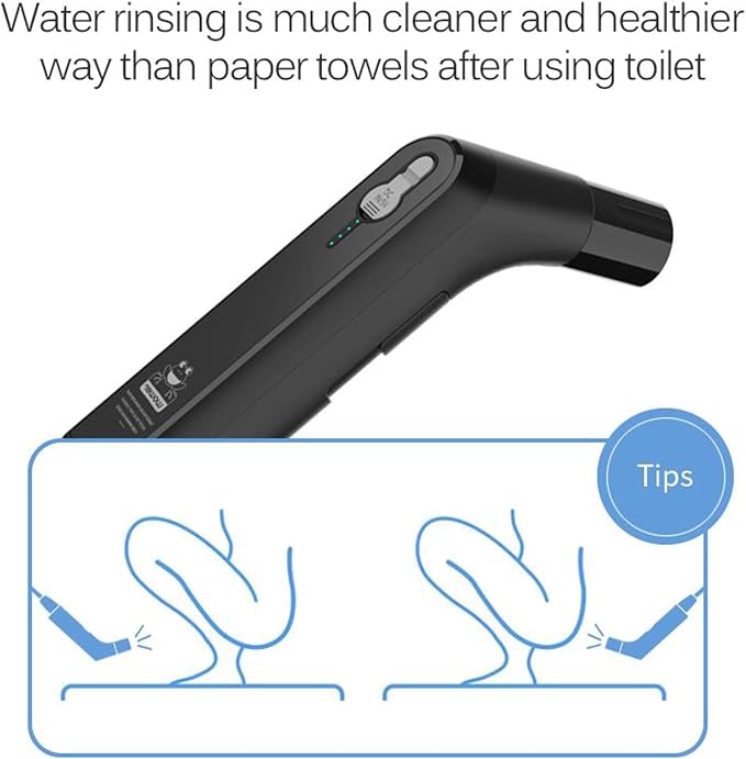 Portable Bidet for Travel with Soft and Strong Water Pressure Modes, USB-C Rechargeable Travel Bidet, Large 2.3L Water Tank for Home and Camping Use (Black)