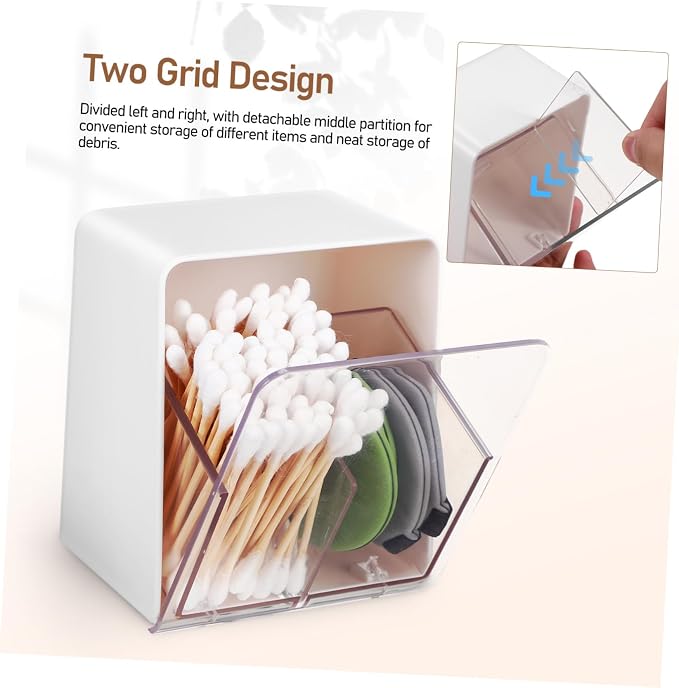 Ciieeo 4pcs Cotton Swab Dispenser Double-compartment Design for Organized Storage Bathrooms Bedrooms and Dressing Rooms Elegant Holder for Easy Access to Cotton and Swabs