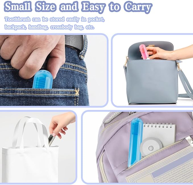 Travel Toothbrush 3Pcs Travel Toothbrush Set Mini Toothbrushes Soft Portable Toothbrushes Travels with Tooth Brush Cover Small Folding Toothbrush Individually Wrapped for Travels Black Blue Pink