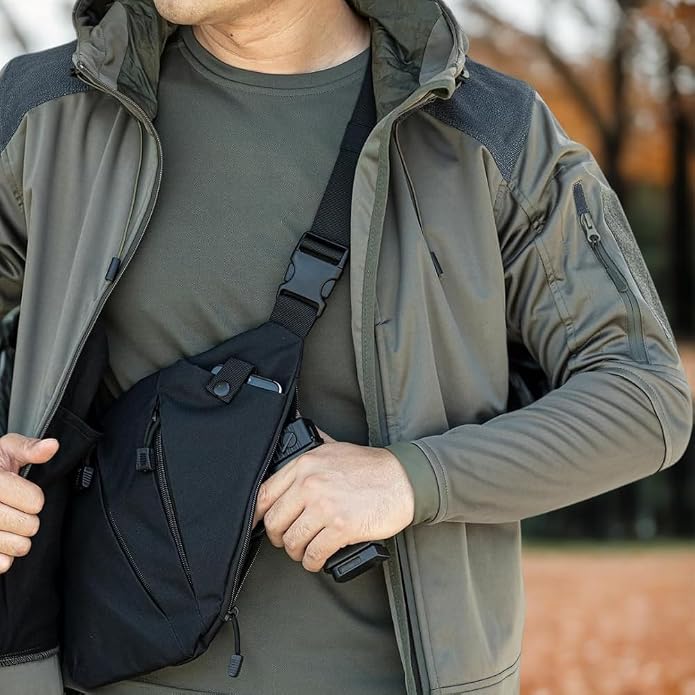 Anti-Theft Sling Bag Right Hand Cross Body Chest Bag Secure Zippers