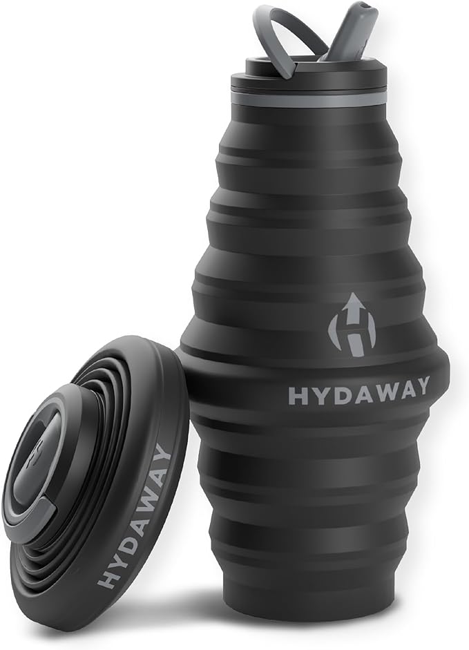 HYDAWAY Hydration Travel Pack - 25oz Collapsible Water Bottle with Flip-Top Lid and Protective Travel Case - BPA-Free, Leak-Resistant, Reusable Bottle for Traveling, Hiking, and Daily Use