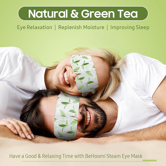 BeHoomi Steam Eye Mask, 10Packs Heated Eye Mask, Self Heating Disposable SPA Warm Compress for Eyes Sleep Mask, Travel Essentials & Relaxation Gifts for Women, Mothers Day Gifts (Green Tea Scent)