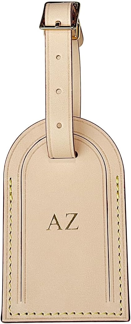 Vachetta Leather Personalized Luggage Tags Customized Charms for suitcases Monogram Tags Initials on Tags Premium Leather Unique Travel Gifts for Speedy Neverfull Handbags(Model A)