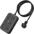 Flat Plug Extension Cord 10 Ft, NTONPOWER 6 Widely Spaced Outlet(2 Side) Power Strip with 4 USB Ports, Overload Protection, Wall Mount Charging Station for Home Office, Nightstand and dorm room, Black