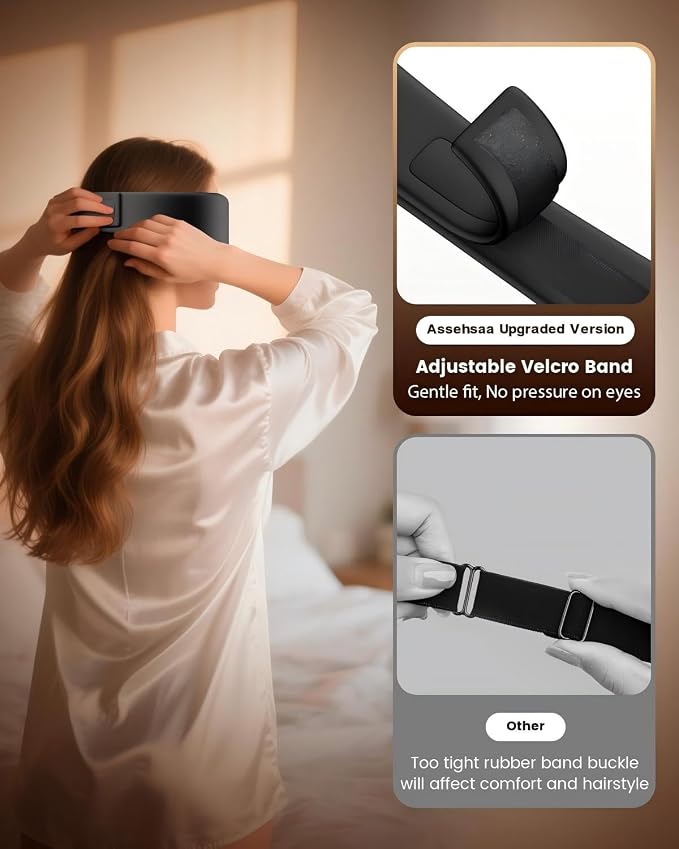 Heated Eye Mask - Cordless Eye Mask for Dry Eyes, Eye Relief, Improved Sleep, Timed Shutdown, 4 Temperature, Washable Eye Heating Pad for Travel, Removable for Cleaning