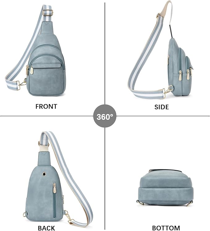 BOSTANTEN Sling Bag for Women Leather Crossbody Bags Fanny Pack Chest Bag for Travel