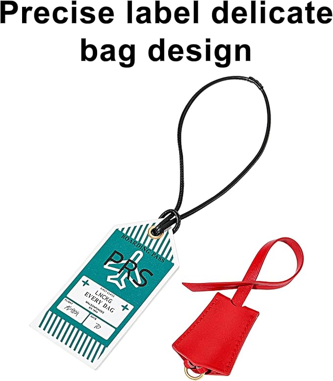 Genuine Leather Bag Charm Decorative Hang Tag & Boarding Pass Keychain for Speedy 25 30 35,Luggage Tag, Suitcase Tags(TAG+Pass-RED)