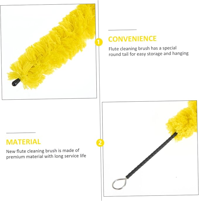 FAVOMOTO 4pcs Flute Cleaning Brush Long Cavity Care Tool for Flute Maintenance Includes Washable Cotton Brush and Cleaning Stick for Piccolo and Woodwind Instruments