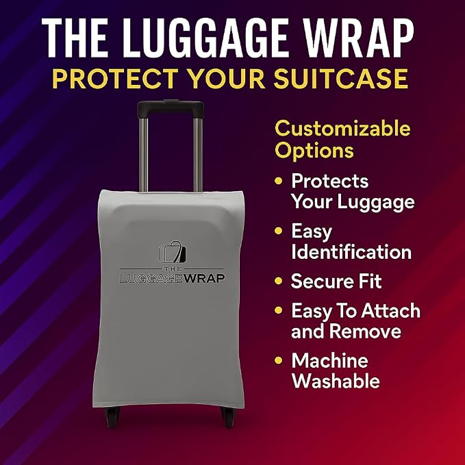 Medium Graceful Gray Water-Resistant Luggage Covers for Suitcase TSA Approved for 24"-26" - Durable Patented Design Suitcase Covers for Luggage, Fundas para Maletas, Travel Accessories
