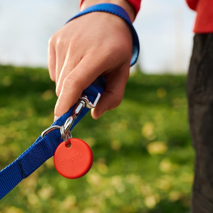 Chipolo POP Tracker Tag - Colorful, Compatible, Loud Bluetooth Tracker with Call Your Phone & Out of Range Alert, Works with Apple Find My or Google's Find My Device - Red