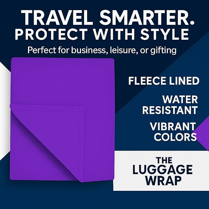 Small Purposeful Purple Water-Resistant Luggage Covers for Suitcase TSA Approved for 19"-21" - Durable Patented Design Suitcase Covers for Luggage, Fundas para Maletas, Travel Accessories