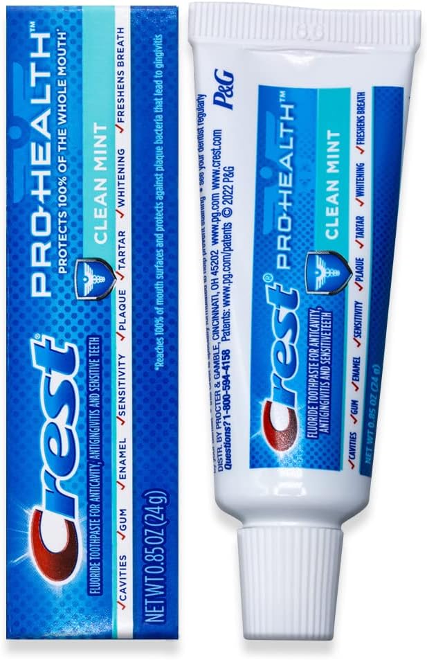 Crest Pro-Health, Clean Mint Toothpaste, Travel Size 0.85 oz (24g) - Pack of 8