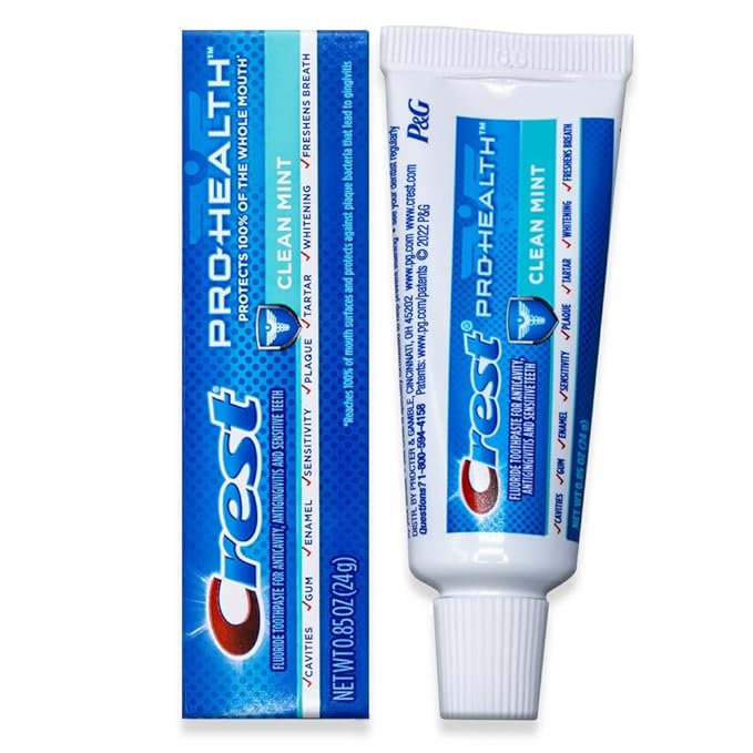 Crest Pro-Health Toothpaste, Clean Mint, Travel Size, TSA Approved, 0.85 Ounce (Pack of 12)