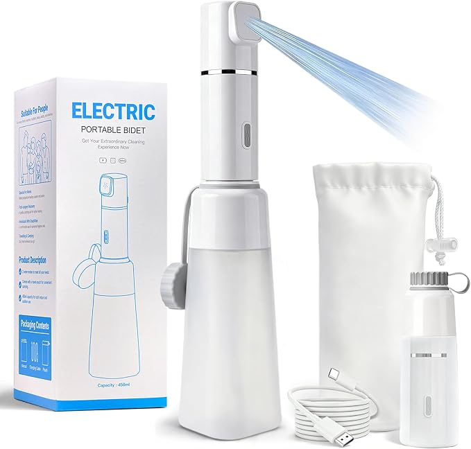 Portable Bidet for Travel - Rechargeable Electric Handheld Travel Bidet Sprayer for Women & Men Waterproof, Travel Bidet for Postpartum & Personal Hygiene | Rechargeable Electric Handheld Travel Bidet Sprayer for Women & Men Waterproof, Travel Bidet fo...