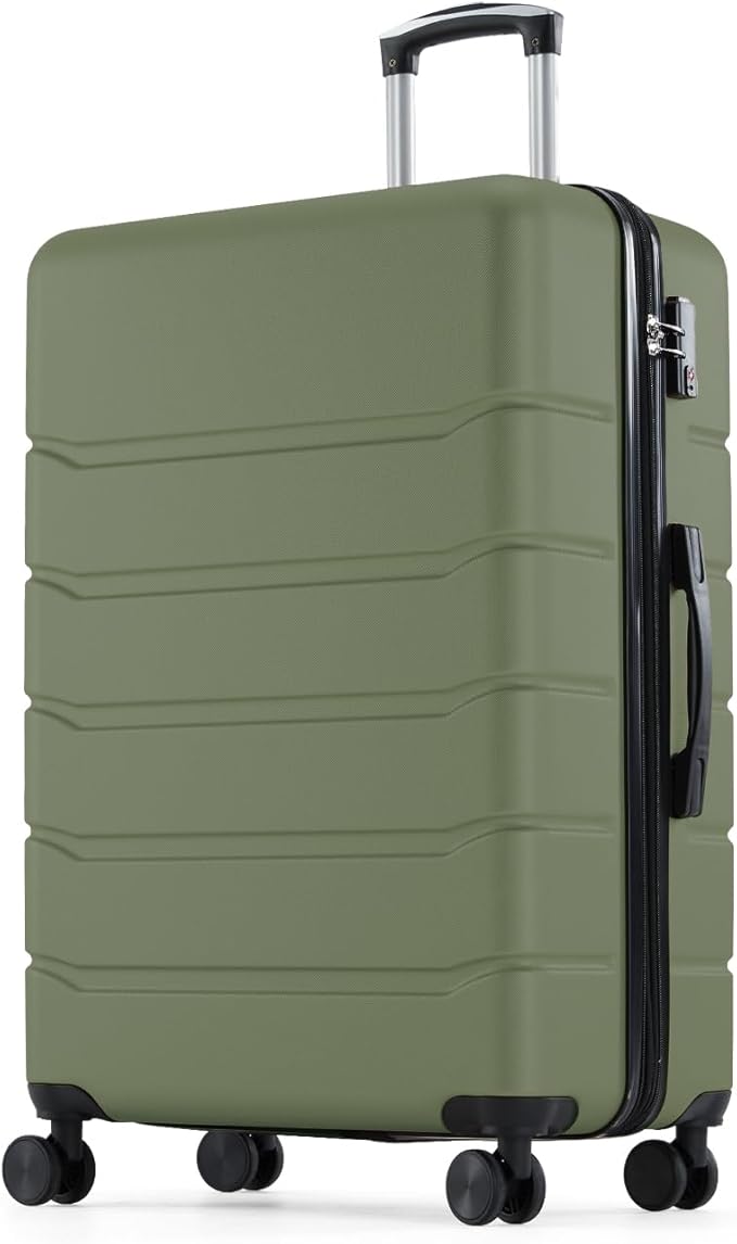 Sweetcrispy Carry on Luggage, Hard Shell ABS Suitcase with Double Spinner Wheels, Lightweight Expandable Rolling Suit Case with TSA Lock, 20 Inch Green