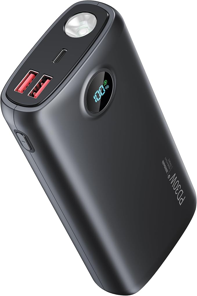 Portable Charger, 30000mAh Power Bank 30W USB C Fast Charging, Travel Essentials Battery Pack with 3W Flashlight & LED Display, External Battery for iPhone 17/16/15, Galaxy S25, LG, Tablets, Black