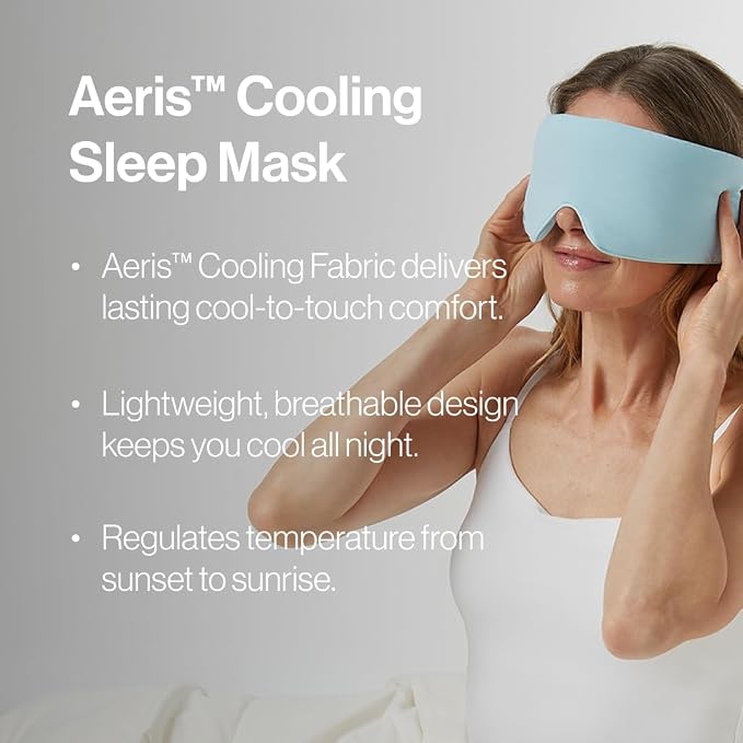 Aeris™ Cooling Sleep Mask for Hot Sleepers, Blocks Light, Reduces Puffiness, Adjustable Eye Mask for Travel, Men and Women, Ultra-Soft and Lightweight