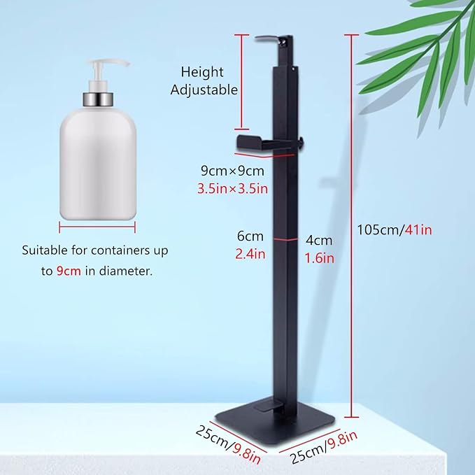 Hand Sanitizer Dispenser Stand, Black Freestanding Touchless Foot Pedal Activated Stand, Sanitizer Station for Home, Hotels, Commercial