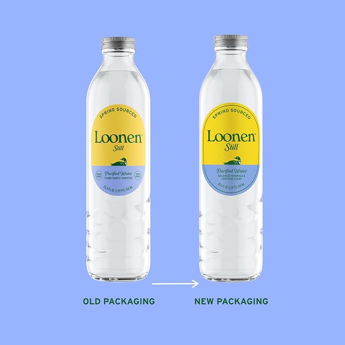Loonen Still Spring Sourced Water, Glass Bottled with Minerals, Magnesium, Potassium, Calcium, Sodium, PFAS Free, Plastic Free, NSF Certified, American Made, Clean Hydration, Pack of 6, 750mL