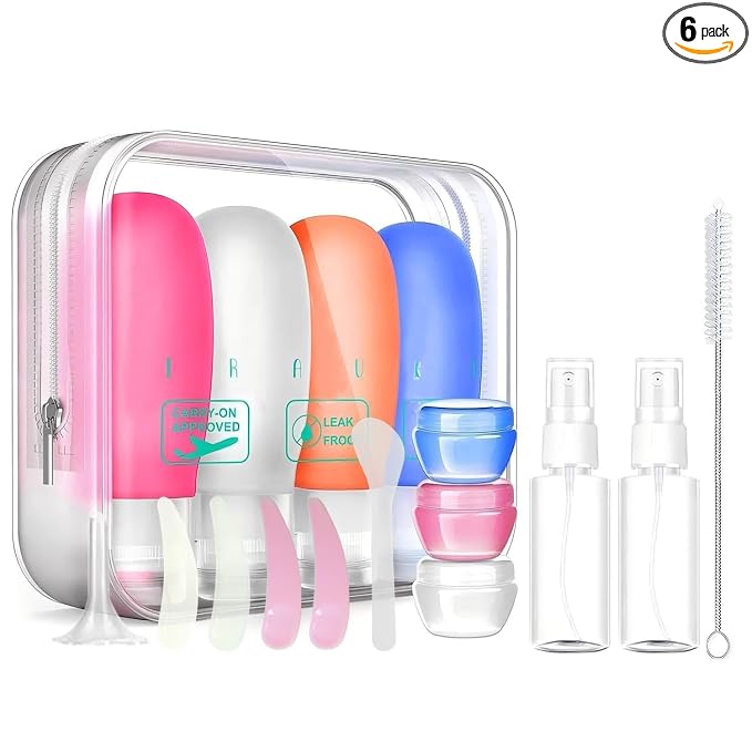 17 Pack Travel Bottles, TSA Carry On Containers, 3oz Leak Proof Travel Accessories Toiletries,Travel Shampoo And Conditioner Bottles, Travel Essentials, Squeezable Silicone Lotion Liquids Tubes
