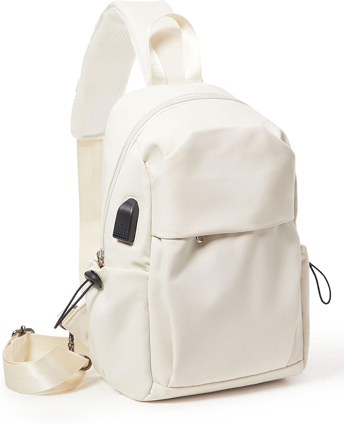 Tactical Backpacks Small Sling Bag Crossbody Backpack Shoulder Bag for Men Women, Multipurpose Anti-Theft Cross Body Chest Bags, One Strap Backpack for Walking Biking Travel Cycling Off White