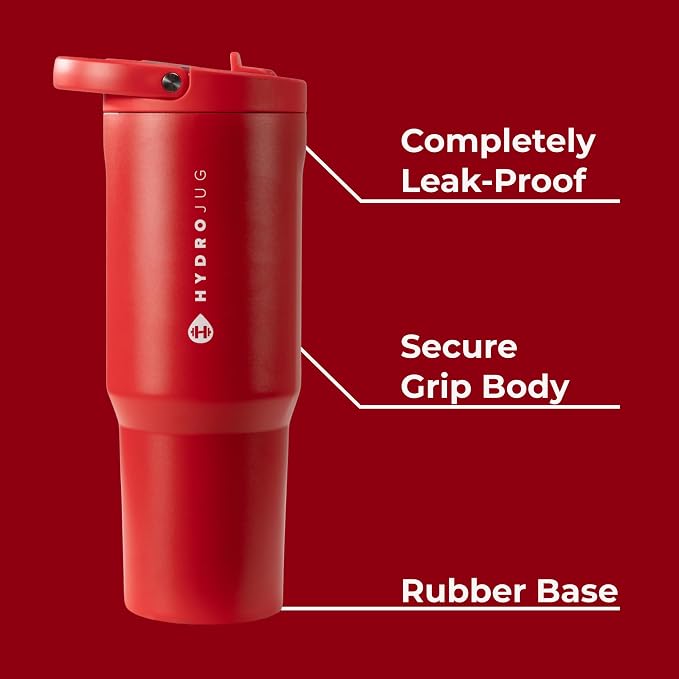 HydroJug Sport 32 oz Insulated Stainless Steel Water Bottle, Alumni Red