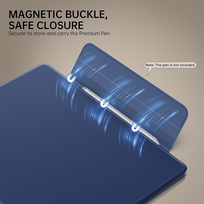 MoKo Magnetic Case for All-New 11" Kindle Scribe 2025(3rd Generation) & Kindle Scribe Colorsoft 2025(1st Gen) - Slim Folio Premium PU Leather Cover with Pen Clasp & Auto Sleep Wake, Navy Blue