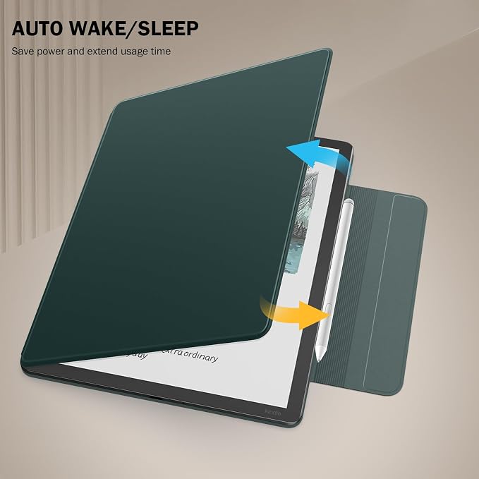 MoKo Magnetic Case for All-New 11" Kindle Scribe 2025(3rd Generation) & Kindle Scribe Colorsoft 2025(1st Gen) - Slim Folio Premium PU Leather Cover with Pen Clasp & Auto Sleep Wake, Midnight Green