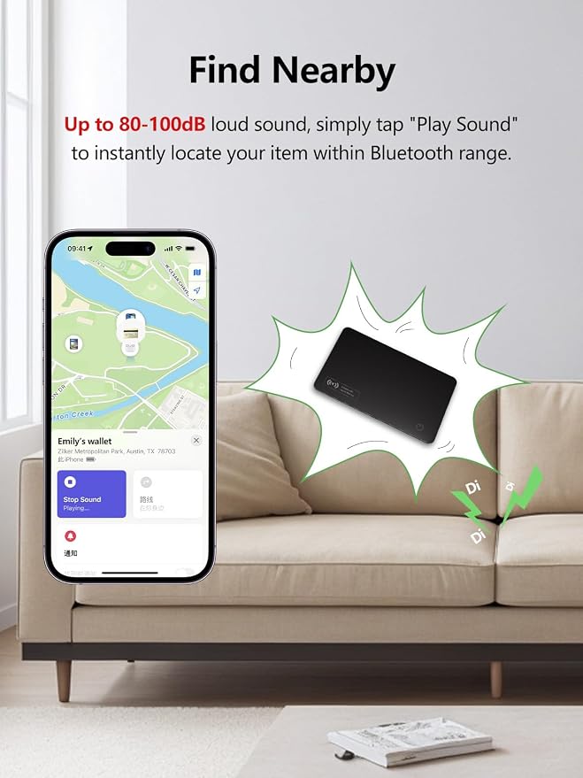 Wallet Tracker Card Work with Apple Find My, Ultra-Slim Rechargeable Tracking Card Credit Card Tracker for Wallet, Luggage, Passport (for iOS, 2 Pack)