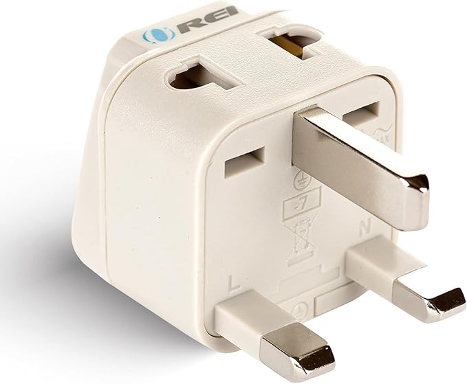 OREI UK Adapter for Indian Pins, India to UAE, Hong Kong, Dubai Adapter - Type G Plug - 2 in 1 - Perfect for Laptop, Camera Charger and More, UK Travel Adapter - CE - RoHS - Beige - 5 Years Warranty