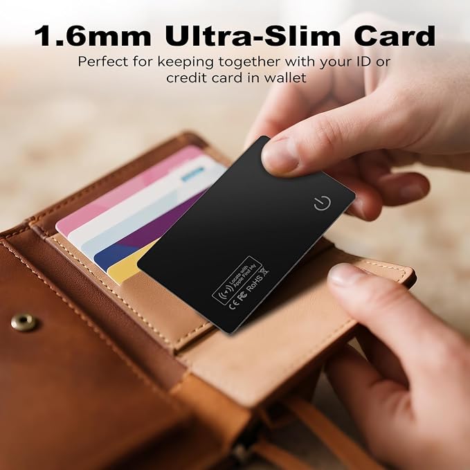 4-Pack 2026 Air Card Tag Tracker Wallet Tracker Card| Ultra Slim 0.07in, IP68 Waterproof | Works with Find My (iOS) | for Wallets, Keys, Luggage,Bags