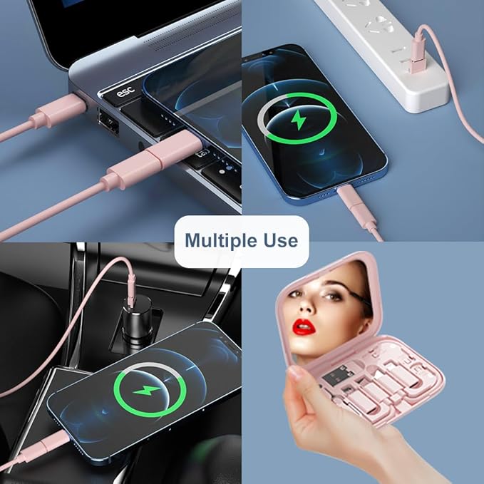 YANZIE USB-C Adapter Kit for iPhone 16/17 Pro, Google Pixel & Samsung Galaxy - USB-A to C, Micro-USB to Type-C, Short USB-C Cable, OTG, Mirror Case