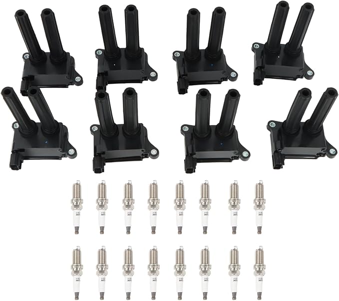 8PCS UF504 Ignition Coils Pack + 16PCS 92145 Iridium Spark Plugs Fits for 2009-2022 Challenger 2008-2023 Grand Cherokee 2008-2009 Aspen 2008-2024 Durango 5.7L