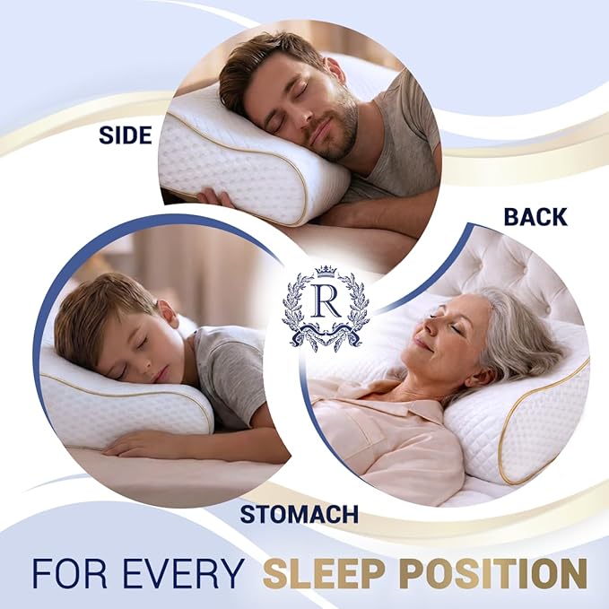 Memory Foam Pillow, Cervical Pillow (2 Pack) 4-Layer Queen, Contour Pillow, Side Sleeper, Neck Support, Pillow for Neck Pain