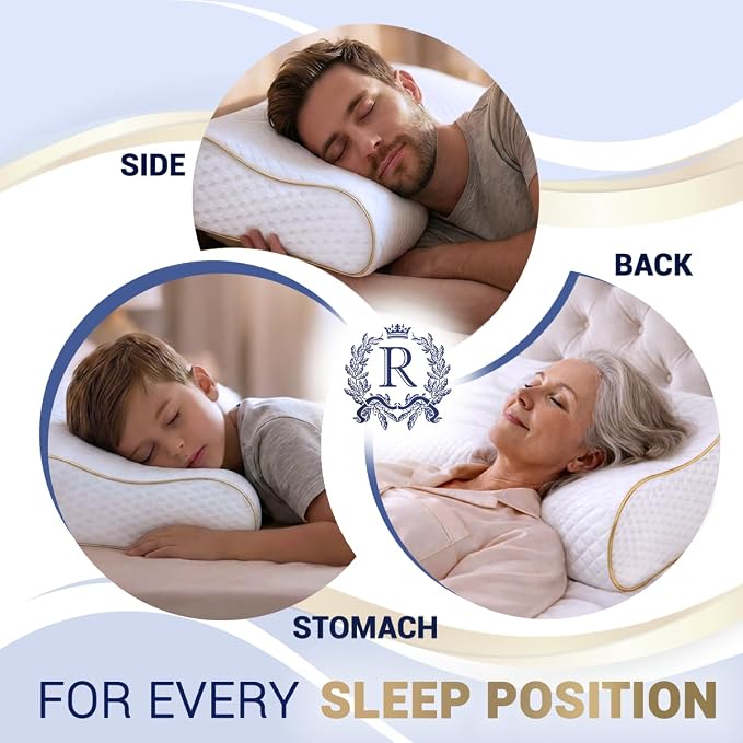 Royal Therapy King Memory Foam Pillow – Ergonomic Cervical Pillow for Neck and Shoulder Pain – Medium Firm Contour Pillow for Side, Back, and Stomach Sleepers – CertiPUR-US Certified